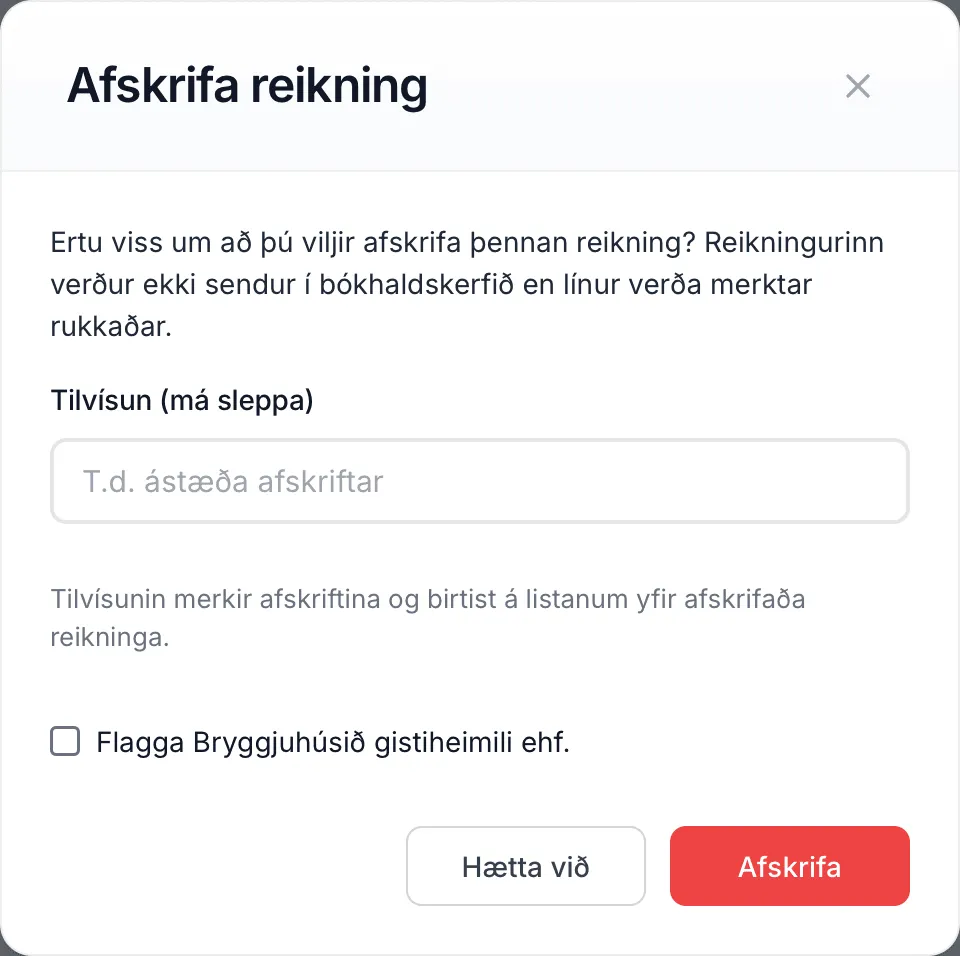 Glugginn Afskrifa reikning.