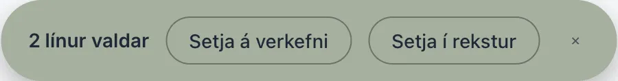 Stikan neðst á skjánum þegar tveir reikningar eru valdir.
