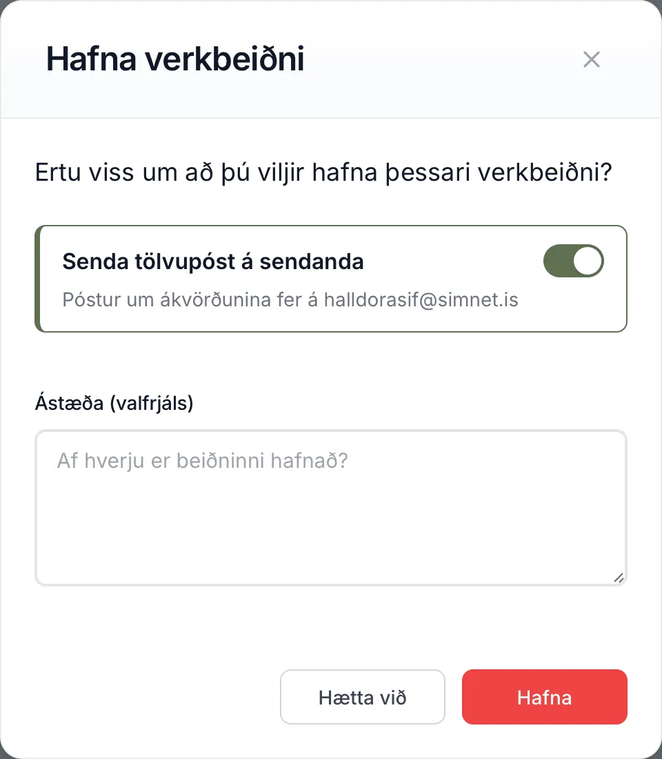 Glugginn Hafna verkbeiðni