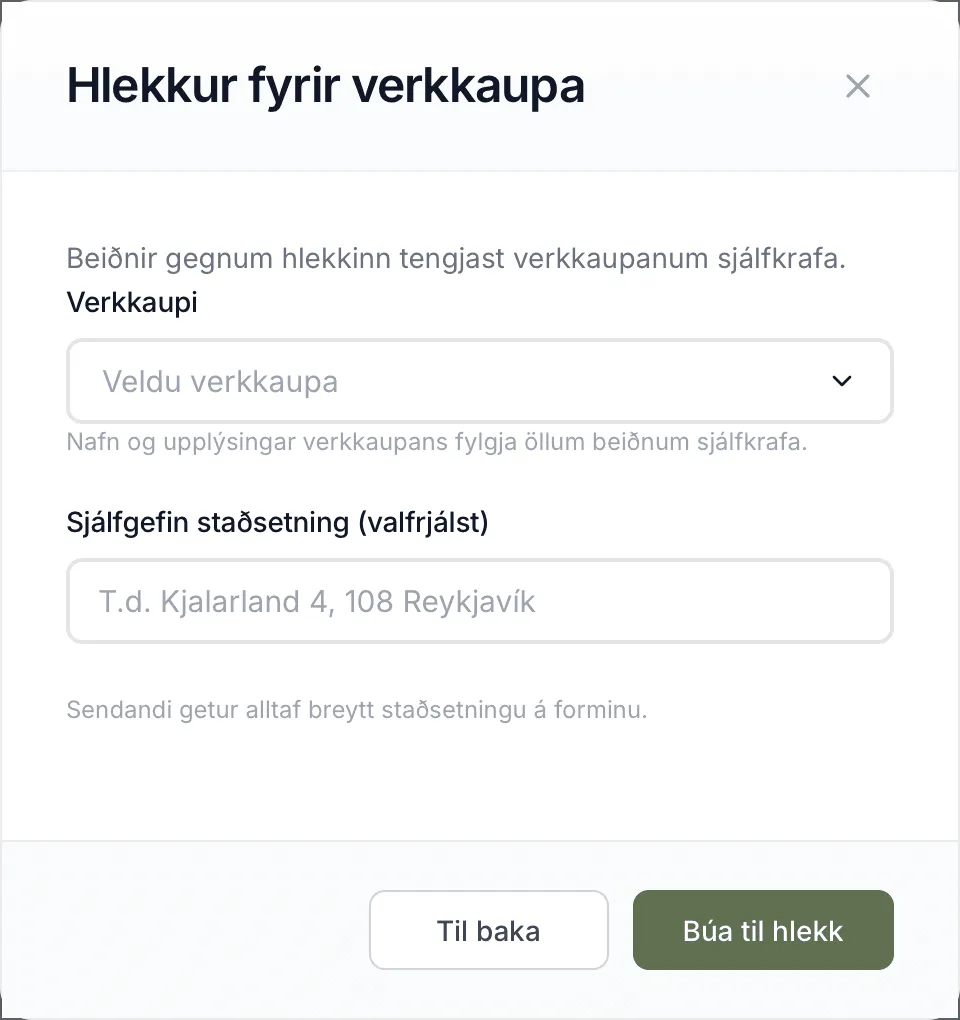Hlekkur búinn til fyrir verkkaupa
