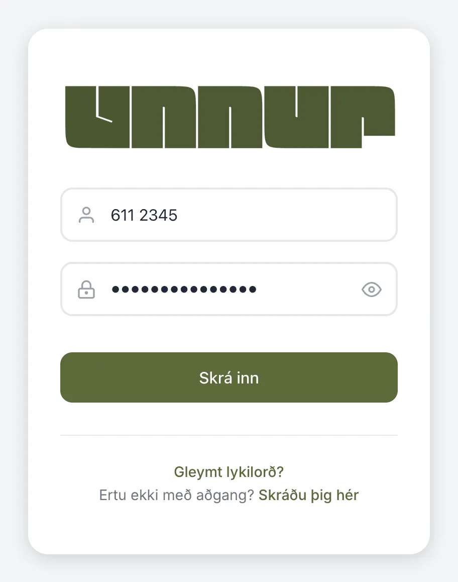 Innskráningin á vefnum