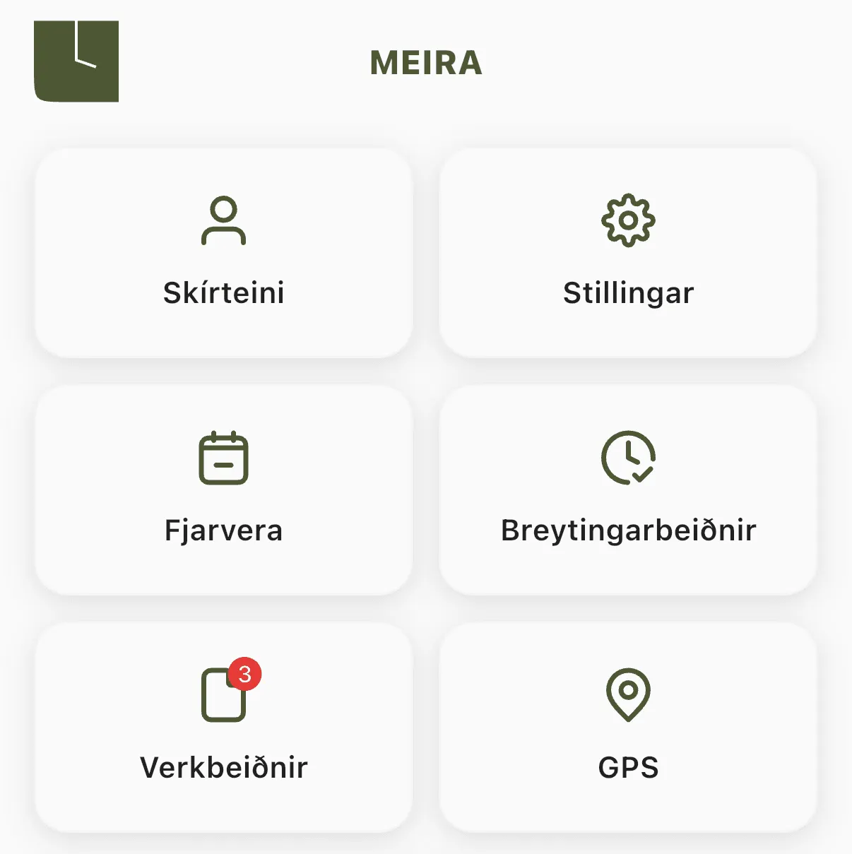 Reitirnir undir Meira hjá Stjórnanda, með Breytingarbeiðnir og Verkbeiðnir