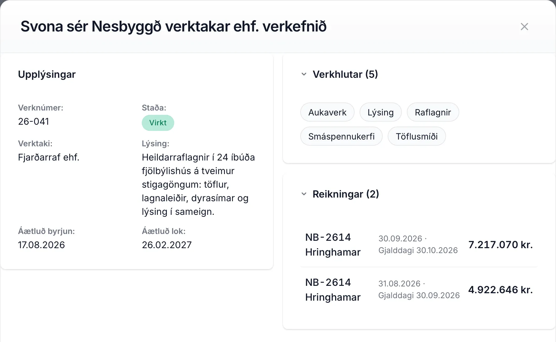 Sjá sem verkkaupi: svona sér Nesbyggð verkefni 26-041.