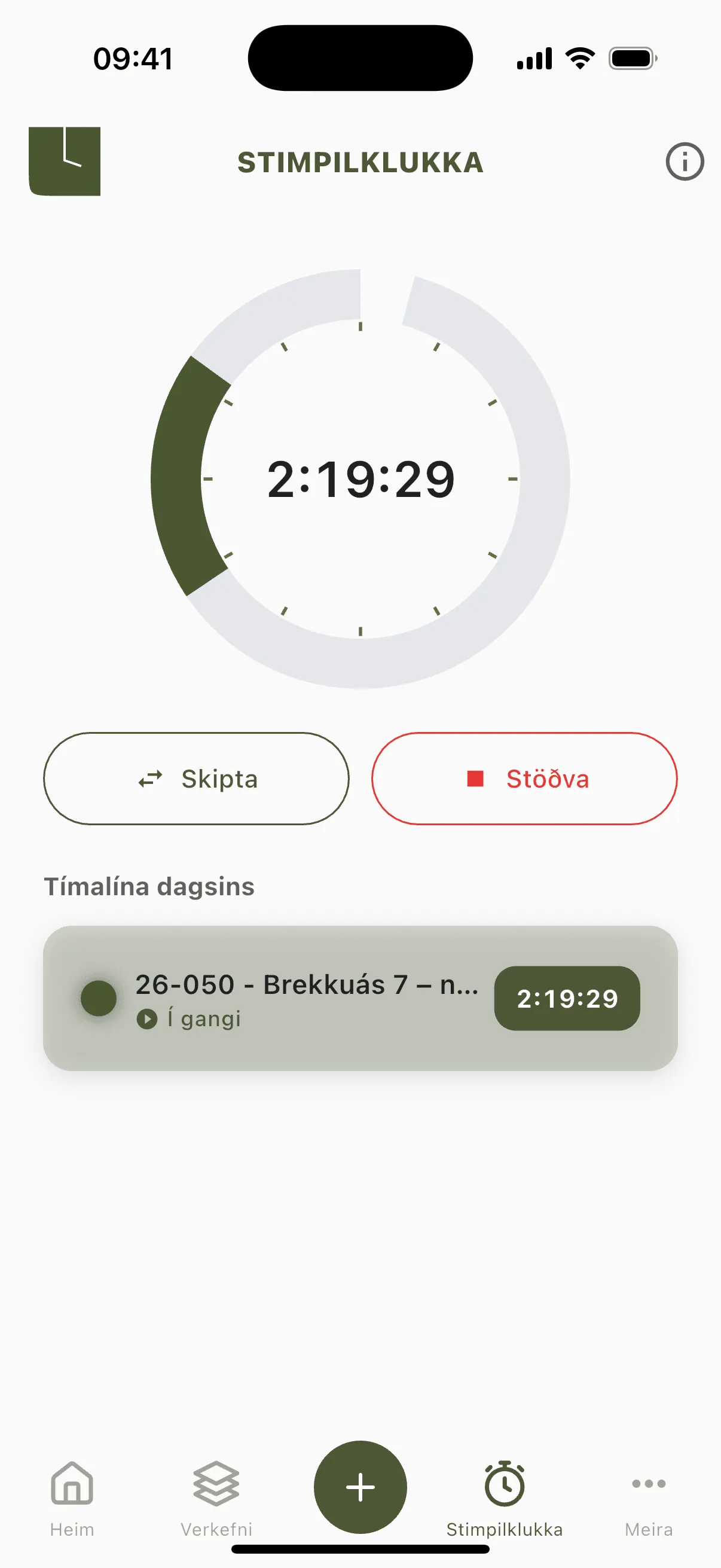 Stimpilklukka í gangi