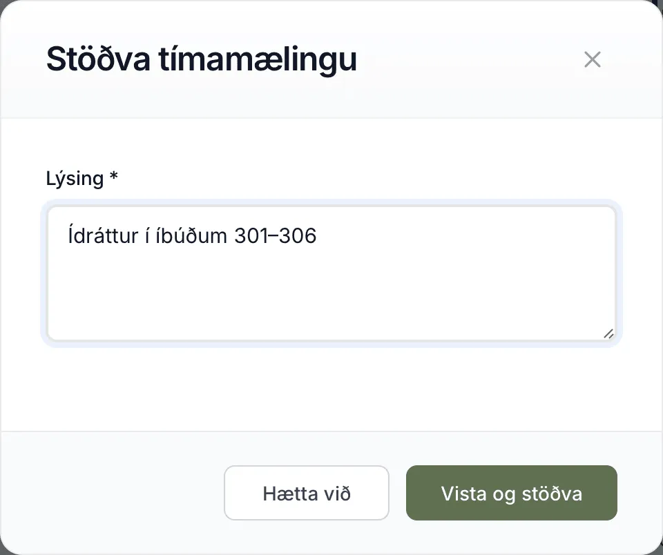 Stimpilklukka stöðvuð úr vefnum