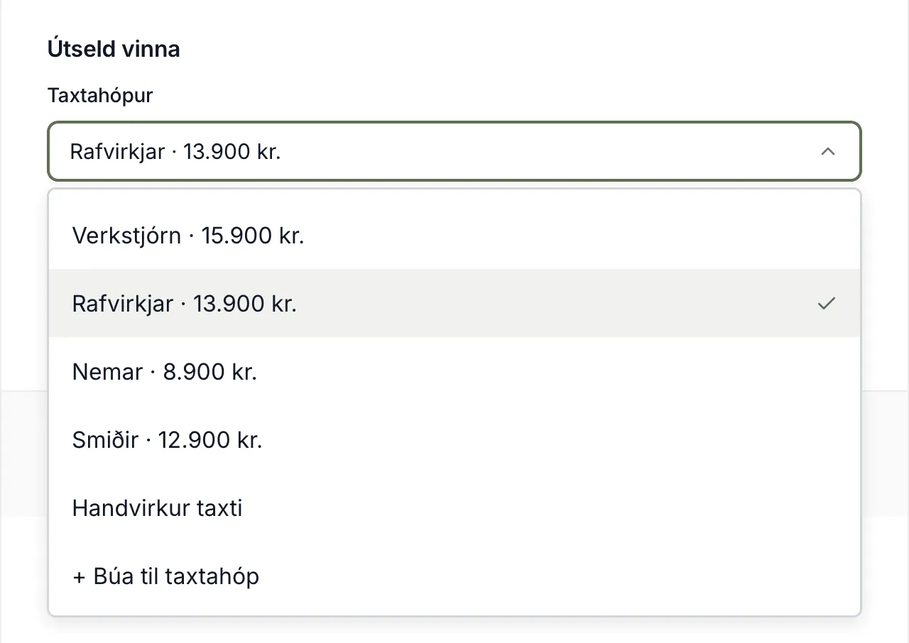 Reiturinn Taxtahópur í glugganum Breyta starfsmanni