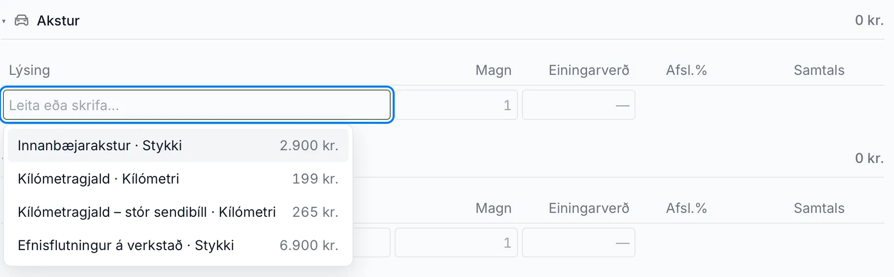 Akstursvörur í Akstri.