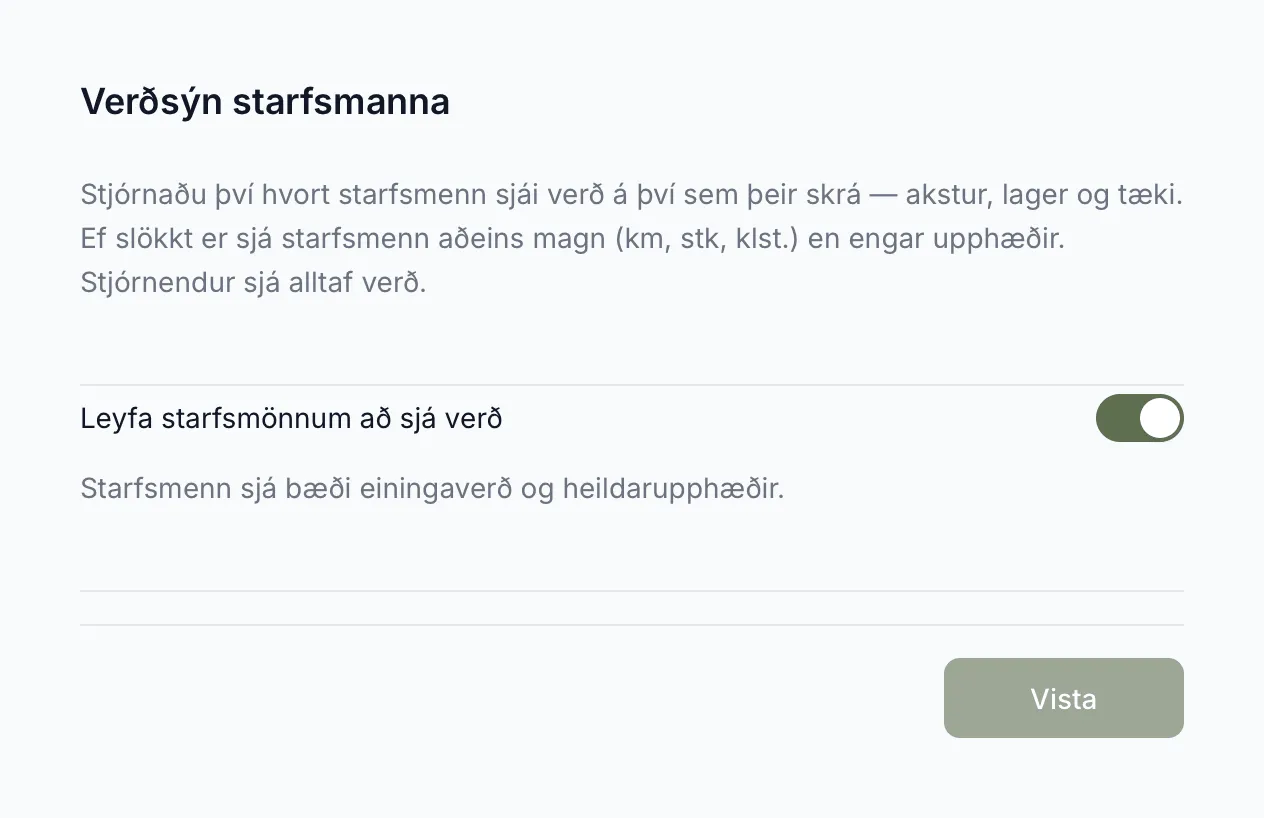 Verðsýn starfsmanna, hér með kveikt á verðum